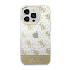 Guess 4G Stripe Script Logo Electroplated Pattern - iPhone 14 Pro Case (Gold)