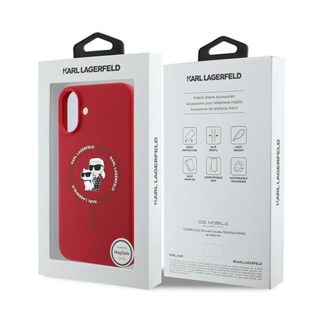 Karl Lagerfeld Silikon Karl & Choupette Ring MagSafe - iPhone 16 Plus Hülle (rot)