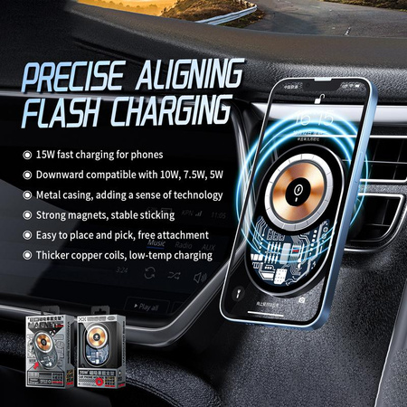 WEKOME WP-U202 Vanguard Serie - Magnetische Autohalterung mit 15W MagSafe drahtlosem Laden (Schwarz)