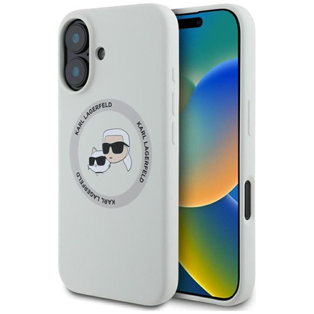 Karl Lagerfeld Silicone Double Heads And Circle MagSafe - Coque pour iPhone 16 (beige)