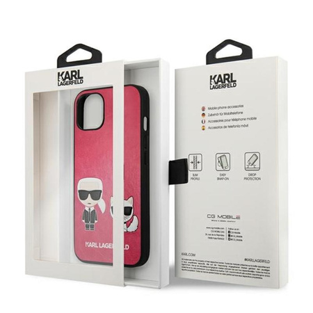 Karl Lagerfeld PU-Leder mit Karl & Choupette-Prägung - iPhone 13 Mini Tasche (fuchsia)