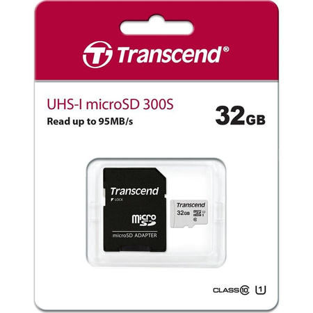 Transcend Memory microSDHC - 32 GB Class 10 UHS-I U1 memory card 95/25 MB/s with adapter