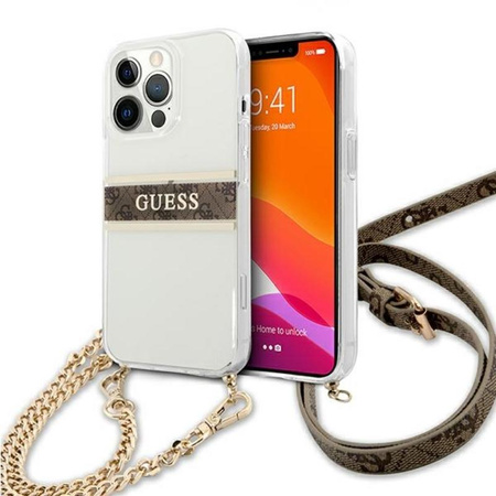Guess 4G Gold Stripe Crossbody - pouzdro pro iPhone 13 Pro Max