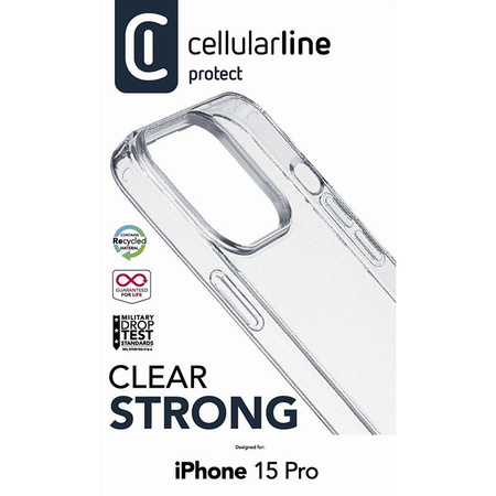 Cellularline Clear Strong - iPhone 15 Pro tok antimikrobiális védelemmel (átlátszó)