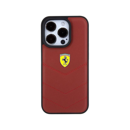 Ferrari Gestepptes Metall-Logo - iPhone 15 Pro Tasche (rot)
