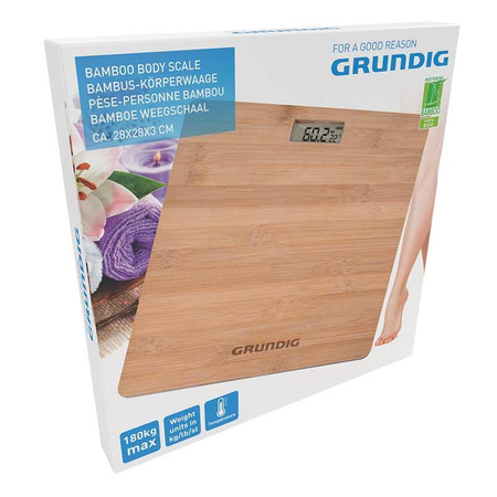 Grundig - Pèse-personne en bambou naturel 180 kg