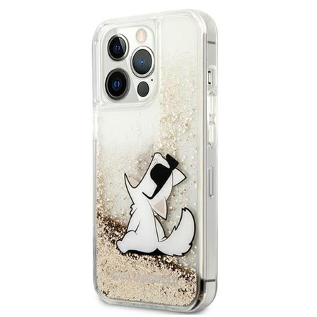 Karl Lagerfeld Liquid Glitter Choupette Fun - pouzdro pro iPhone 13 Pro (zlaté)