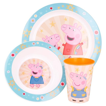Prasátko Peppa - Sada nádobí do mikrovlnné trouby (talíř + miska + hrnek) Prasátko Peppa