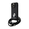 Karl Lagerfeld Crossbody Saffiano Metal Pin Karl & Choupette - Coque pour iPhone 14 Pro Max (noir)