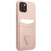 Guess Saffiano Double Card Triangle - Cover for iPhone 13 mini (Pink)
