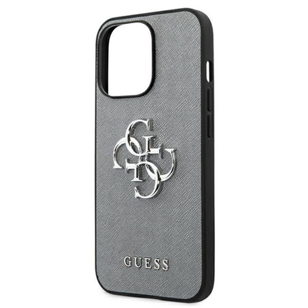 Guess Saffiano 4G Big Silver Logo - iPhone 13 Pro tok (szürke)