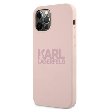 Karl Lagerfeld Silicone Stack Logo - pouzdro pro iPhone 12 / iPhone 12 Pro (růžové)