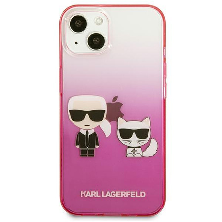 Karl Lagerfeld Gradient Ikonik Karl & Choupette - Coque pour iPhone 13 mini (rose)