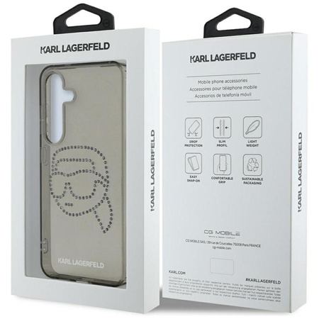 Karl Lagerfeld strasszos Karl Head Logo - Samsung Galaxy S25 tok (fekete)