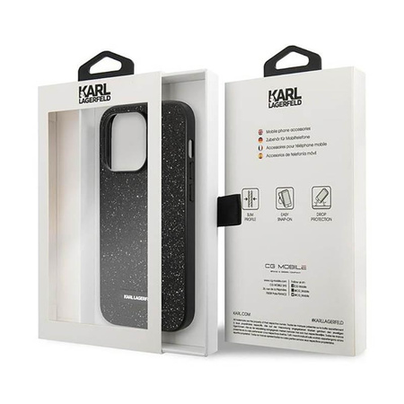 Karl Lagerfeld Glitter Plaque Logo - iPhone 14 Pro tok (fekete)