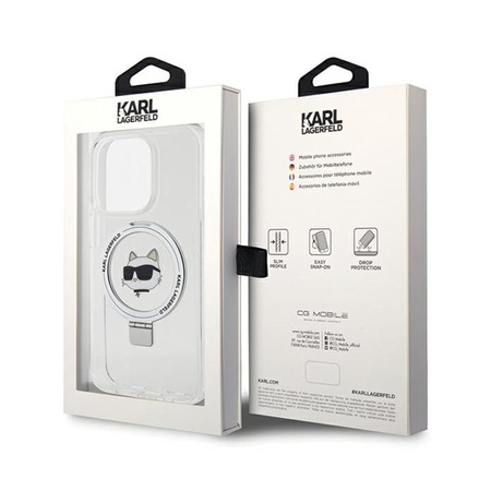 Karl Lagerfeld Ring Stand Choupette Head MagSafe - iPhone 15 Pro Max Tasche (weiß)