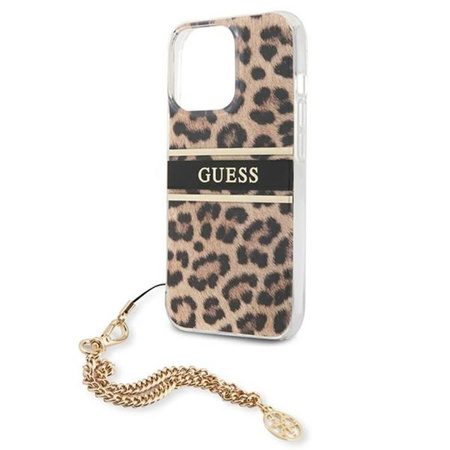 Guess Leopard Gold Chain - Coque iPhone 13 Pro Max