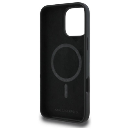 Karl Lagerfeld Silikon Choupette Kopf drucken MagSafe - iPhone 16 Pro Fall (schwarz)