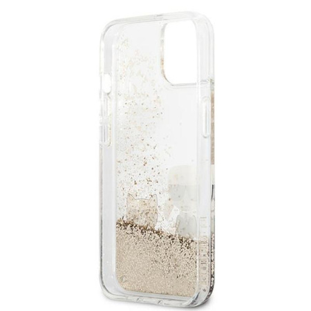 Karl Lagerfeld Liquid Glitter Karl & Choupette - Etui iPhone 13 Mini (złoty)
