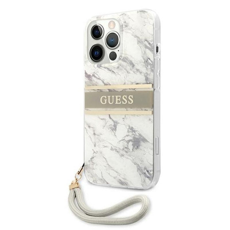 Guess Marble Strap - Coque iPhone 13 Pro Max (gris)