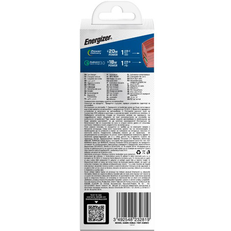 Energizer Ultimate - USB-C és USB-A 38W PD + QC3.0 autós töltő (diófa)