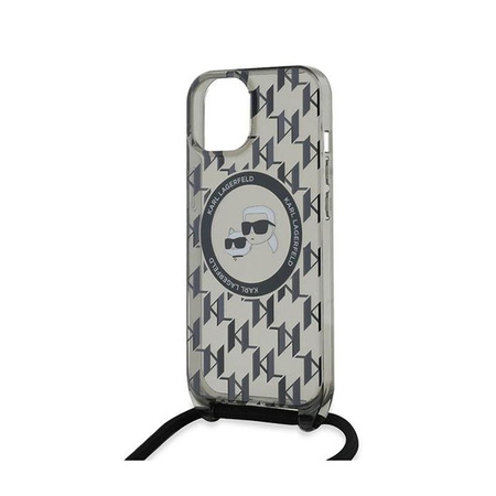 Karl Lagerfeld IML Crossbody Monogram Karl & Choupette Head MagSafe - Hülle für iPhone 15 / 14 / 13 (schwarz)