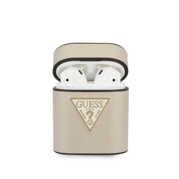 Guess Saffiano - Pouzdro na Airpods (béžové)