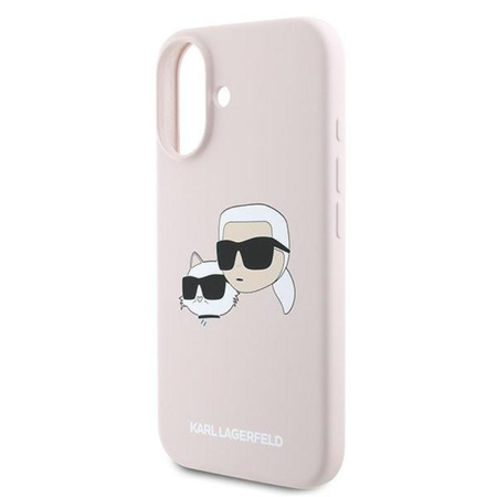 Karl Lagerfeld Silicone Double Heads Print MagSafe – Pouzdro iPhone 16 Plus (růžové)