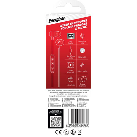 Energizer Classic CIA10 - drátová sluchátka s 3,5 mm jackem (bílá)