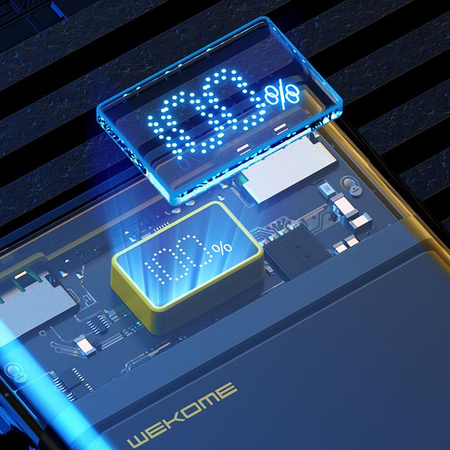 WEKOME WP-319 Vanguard Series - Power bank 10000 mAh Super Charging PD 20W + QC 22.5W (Black / Transparent)