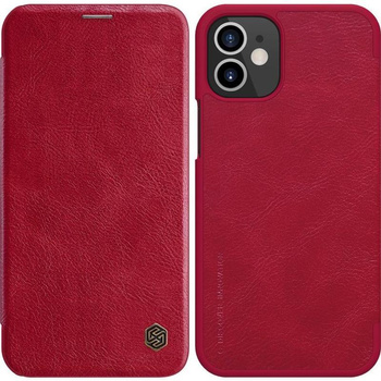Nillkin Qin bőr tok - tok Apple iPhone 12 Mini (piros)