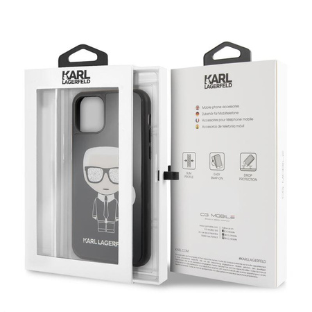Karl Lagerfeld Double Layer Glitter Iconic - Coque pour iPhone 11 (noir)