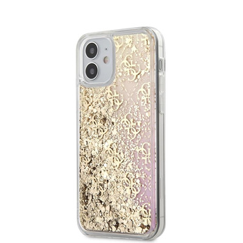 Guess 4G Liquid Glitter - iPhone 12 Mini Tasche (Gold/Rosa)