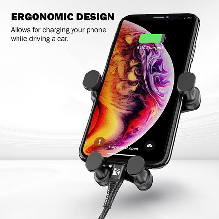 Crong Gravity Auto-Lock Car Holder – Gravity car holder for 4.7”-6.5” phones (black)