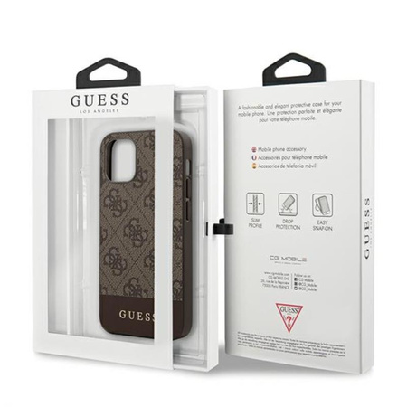 Guess 4G Bottom Stripe Collection - pouzdro pro iPhone 12 mini (hnědé)