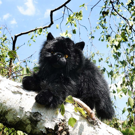 Rappa - Mascotte réaliste en peluche Chat noir couché 30 cm Respect de l'environnement
