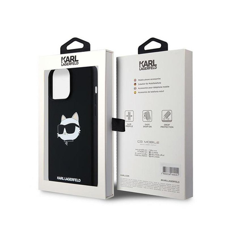 Karl Lagerfeld szilikon Choupette Head MagSafe - iPhone 15 Pro tok (fekete)