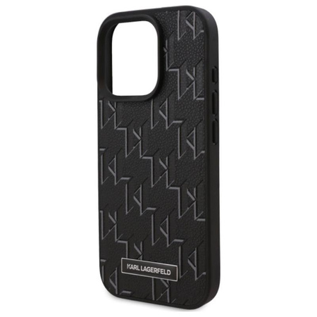 Karl Lagerfeld Leather Monogram Metal Logo MagSafe - iPhone 16 Pro Max Case (noir)