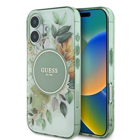 Guess IML Flower & Tonal Circle MagSafe - iPhone 16 Case (green)