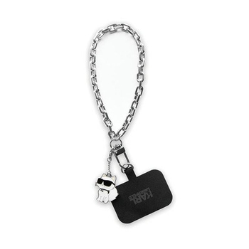 Karl Lagerfeld Universal Hand Strap Choupette - Šňůrka na krk / přívěsek na telefon (stříbrná)