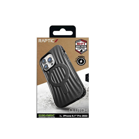 X-Doria Raptic Clutch MagSafe - Biodegradable case for iPhone 14 Pro (Drop-Tested 3m) (Black)