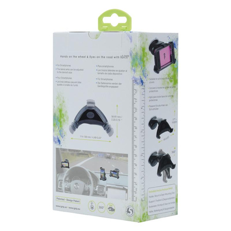 Uchwyt Samochodowy iGrip na Szybę Deskę do Telefonu o wym. 114-138 x 56-81