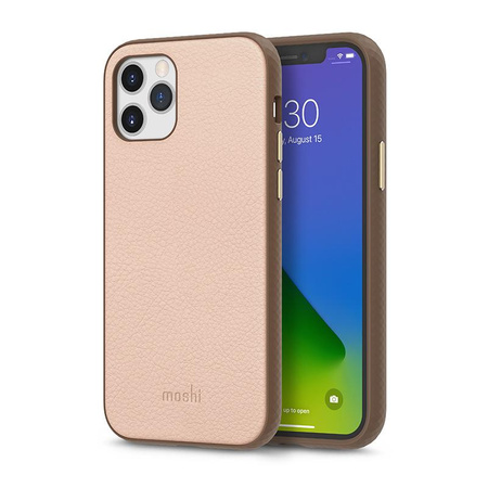 Moshi Overture - iPhone 12 / iPhone 12 Pro flip tok + pénztárca és állvány (SnapTo rendszer) (Luna Pink)