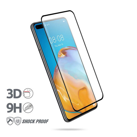 Crong 3D Armour Glass - Verre trempé 9H pour l'ensemble de l'écran du Huawei P40 + cadre d'installation