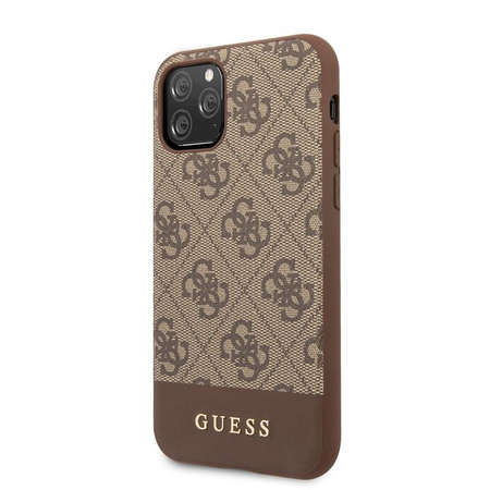 Guess 4G Bottom Stripe Collection - pouzdro pro iPhone 11 Pro (hnědé)