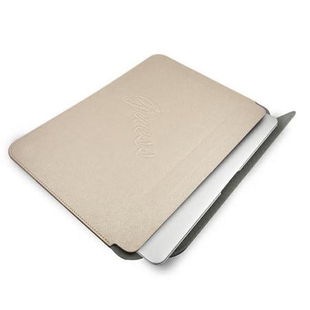 Pouzdro na počítač Guess Saffiano Script - 13" pouzdro na notebook (zlato)