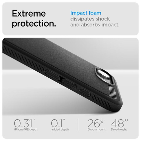 Spigen Rugged Armor MagSafe - Case for iPhone 16e (Matte Black)