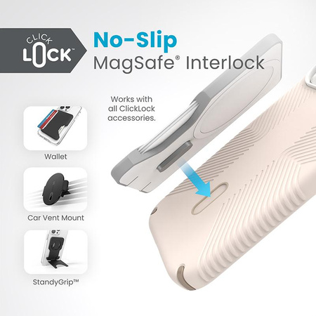 Speck Presidio2 Grip ClickLock & MagSafe - Coque iPhone 16e / iPhone 15 / iPhone 14 / iPhone 13 (Bleached Bone / Heirloom Gold / Hazel Brown)