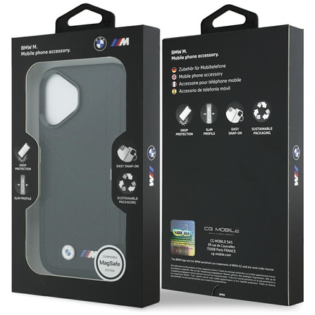 Custodia MagSafe con logo trapuntato BMW M per iPhone 17 (nera)