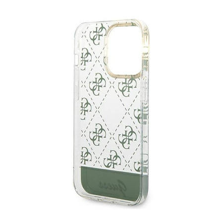 Guess 4G Stripe Script Logo Galvanisiertes Muster - iPhone 14 Pro Tasche (khaki)